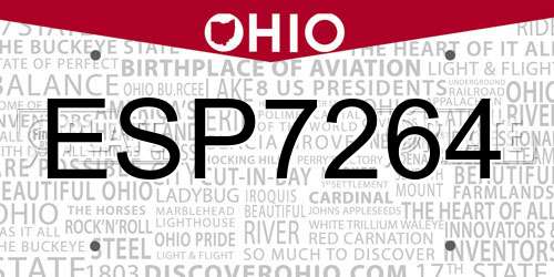 ESP7264 Ohio License Plate