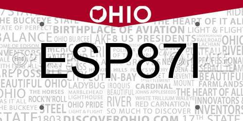 ESP87I Ohio License Plate