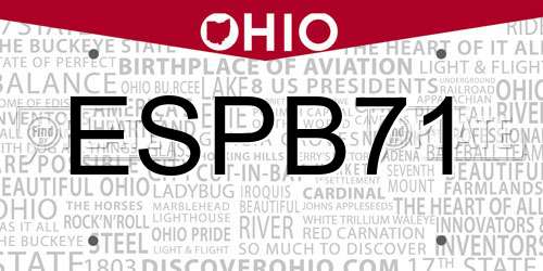 ESPB71 Ohio License Plate