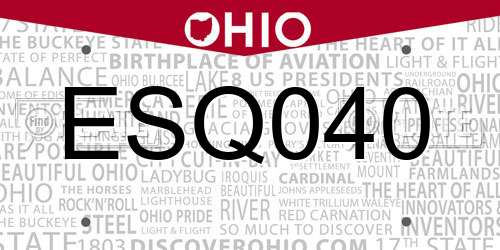 ESQ040 Ohio License Plate