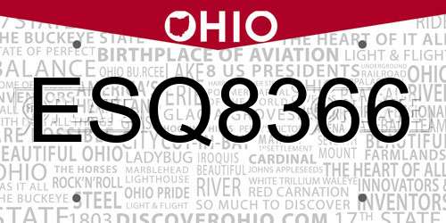 ESQ8366 Ohio License Plate