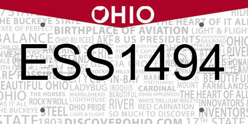 ESS1494 Ohio License Plate