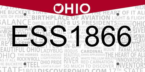 ESS1866 Ohio License Plate