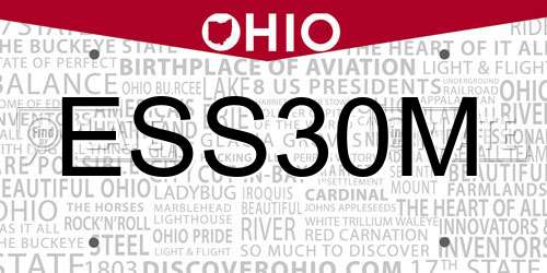 ESS30M Ohio License Plate