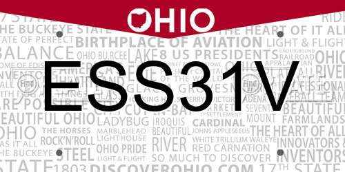 ESS31V Ohio License Plate
