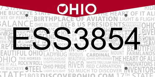ESS3854 Ohio License Plate