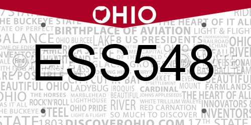 ESS548 Ohio License Plate