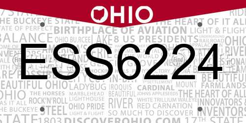 ESS6224 Ohio License Plate