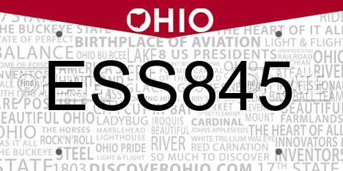 ESS845 Ohio License Plate