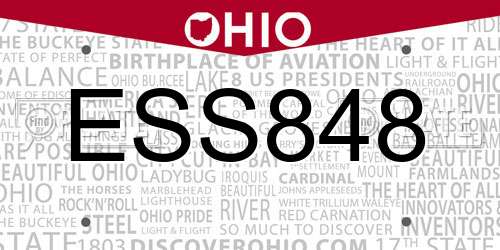 ESS848 Ohio License Plate