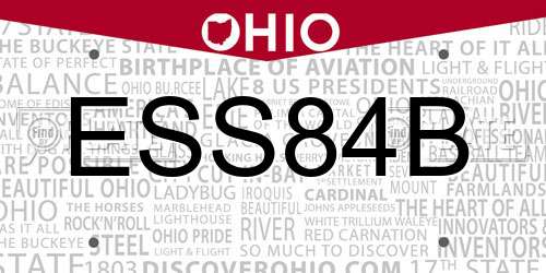 ESS84B Ohio License Plate