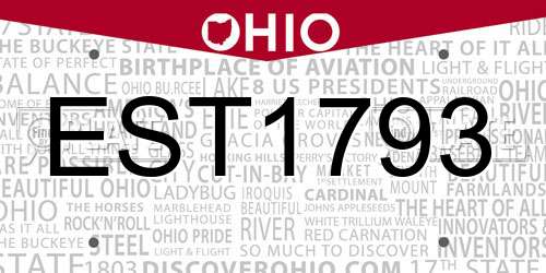EST1793 Ohio License Plate