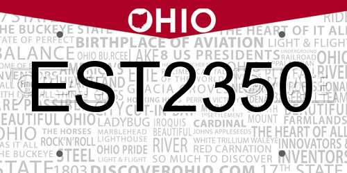 EST2350 Ohio License Plate