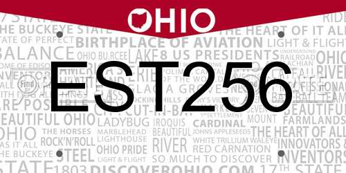 EST256 Ohio License Plate