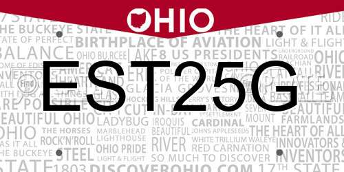 EST25G Ohio License Plate