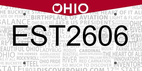 EST2606 Ohio License Plate