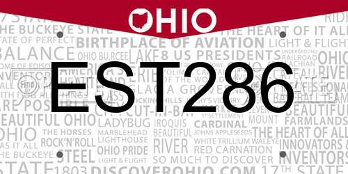 EST286 Ohio License Plate