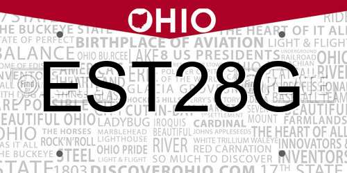 EST28G Ohio License Plate