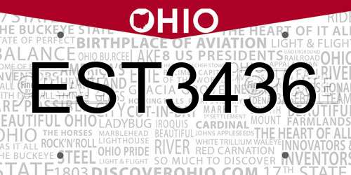 EST3436 Ohio License Plate