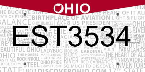 EST3534 Ohio License Plate