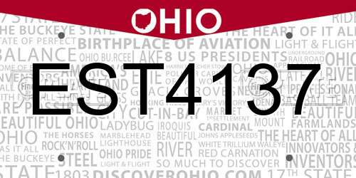 EST4137 Ohio License Plate