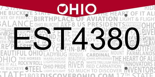 EST4380 Ohio License Plate