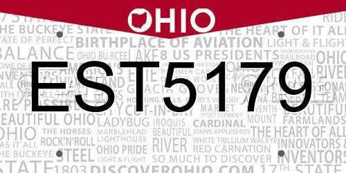 EST5179 Ohio License Plate