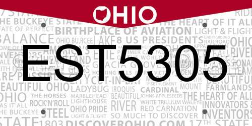 EST5305 Ohio License Plate