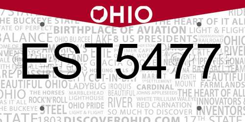 EST5477 Ohio License Plate