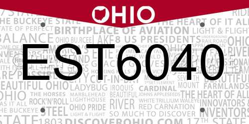 EST6040 Ohio License Plate
