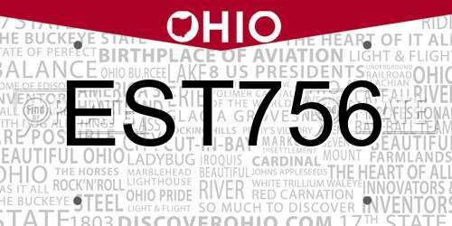 EST756 Ohio License Plate