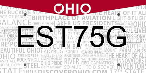 EST75G Ohio License Plate