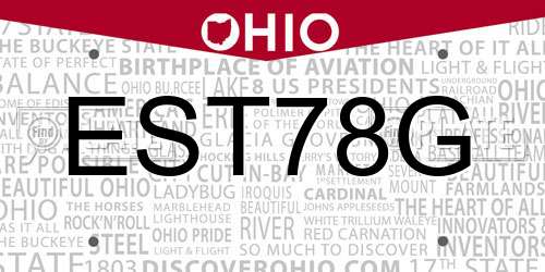 EST78G Ohio License Plate