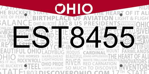 EST8455 Ohio License Plate