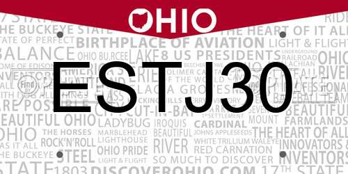 ESTJ30 Ohio License Plate