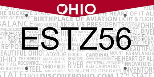 ESTZ56 Ohio License Plate