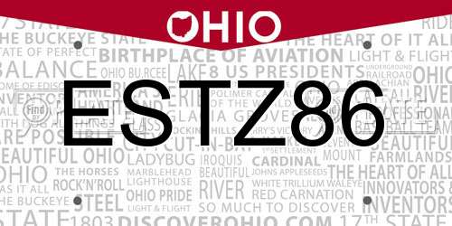 ESTZ86 Ohio License Plate