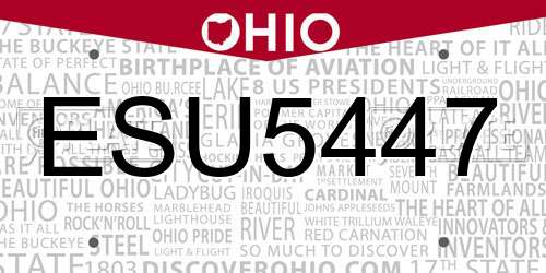 ESU5447 Ohio License Plate