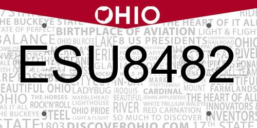 ESU8482 Ohio License Plate