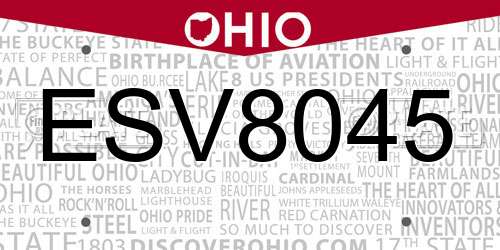 ESV8045 Ohio License Plate