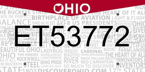 ET53772 Ohio License Plate