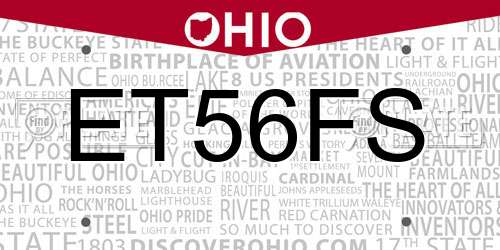 ET56FS Ohio License Plate