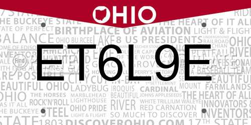 ET6L9E Ohio License Plate