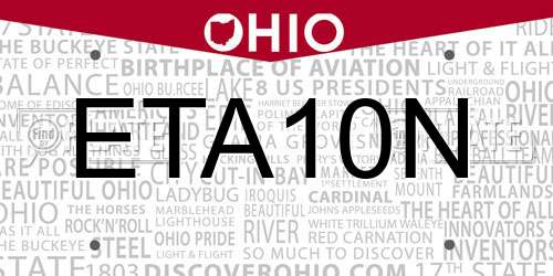ETA10N Ohio License Plate