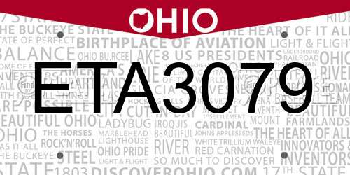 ETA3079 Ohio License Plate