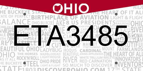 ETA3485 Ohio License Plate