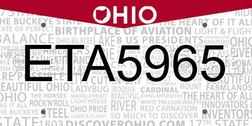 ETA5965 Ohio License Plate