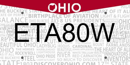ETA80W Ohio License Plate