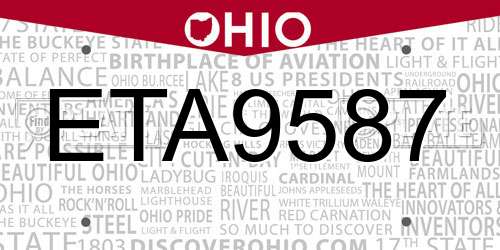 ETA9587 Ohio License Plate
