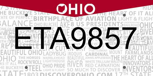 ETA9857 Ohio License Plate
